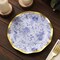 25 Round 8" BLUE Paper Salad Plates Gold Wavy Rim Party Tableware